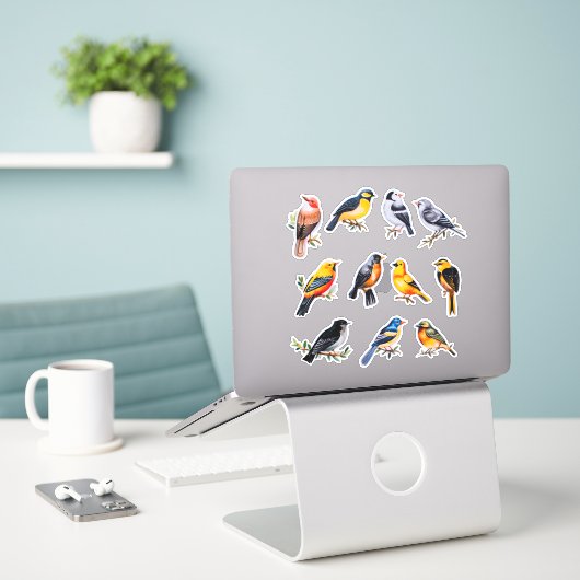 Sticker Bouteille d'aquarelle (Ordinateur portable sur le bureau)