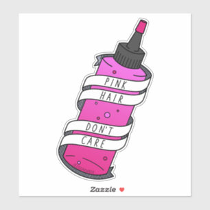 Sticker Bouteille de cheveux rose Ado Fille Drôle Cartoon