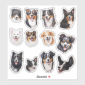 Sticker Bouteille de chien d'aquarelle (Feuille)