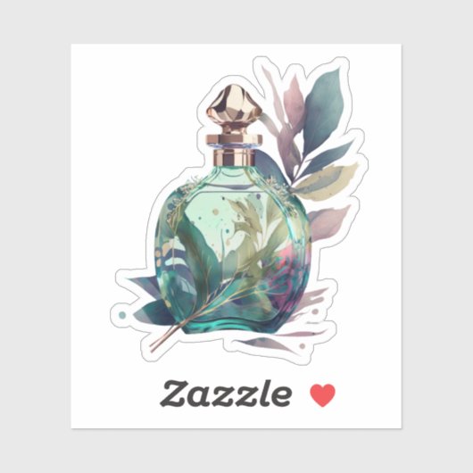 Sticker Bouteille de parfum feuillu (Feuille)