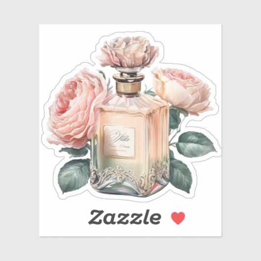 Sticker Bouteille de Parfum Floral (Feuille)