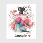 Sticker Bouteille de Parfum Floral (Feuille)