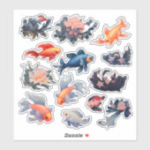 Sticker Bouteille de poisson d'aquarelle (Feuille)