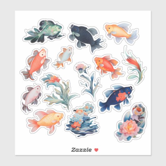 Sticker Bouteille de poisson d'aquarelle (Feuille)