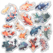 Sticker Bouteille de poisson d'aquarelle (Devant)