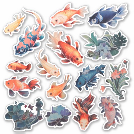 Sticker Bouteille de poisson d'aquarelle (Devant)