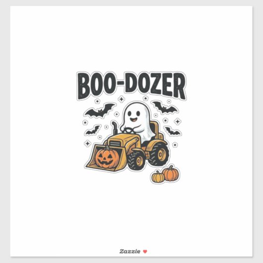 Sticker Bouteur fantôme Halloween Boo-Dozer Design_1 (Feuille)