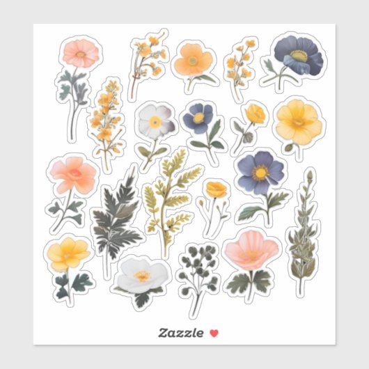 Sticker Boutique à fleurs d'aquarelle (Feuille)