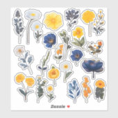 Sticker Boutique à fleurs d'aquarelle (Feuille)