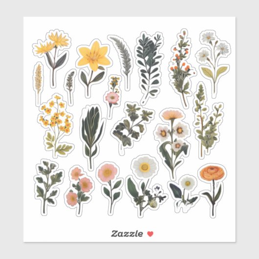 Sticker Boutique à fleurs d'aquarelle (Feuille)