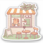 Sticker Boutique De Café Cute Capybara Barista (Devant)