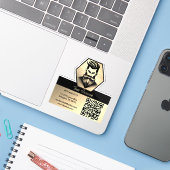 Sticker Boutique de coiffeur professionnel noir&or (Ordinateur portable avec iPhone)