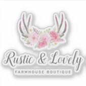 Sticker Boutique Logo Rustique Rustique Rose-Brut Antlers (Devant)
