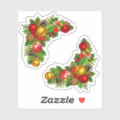 Sticker Bouton de Noël coloré (Feuille)