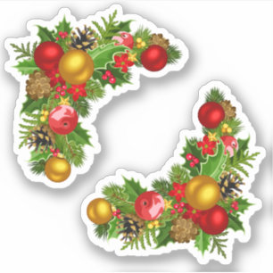 Sticker Bouton de Noël coloré