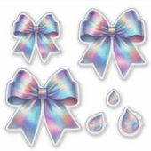 Sticker Bow irée Iridescente avec des gouttes d'eau (Devant)
