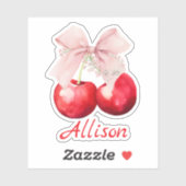 Sticker Bow personnalisé Coquette Cerise Rose Cut (Feuille)