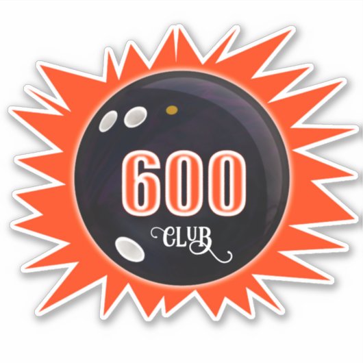 Sticker Bowling 600 Club, Bowling Ball avec Rouge, Vinyl (Devant)