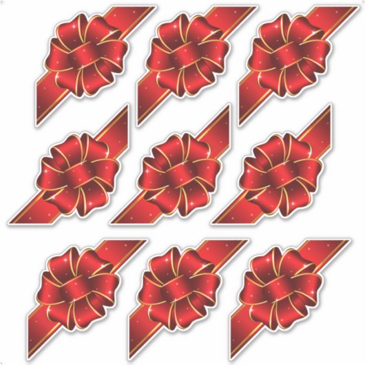 Sticker Bows cadeau Red Sparkly pour l'autocollant Kiss-Cu (Devant)