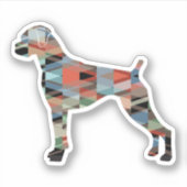 Sticker Boxer Chien Oreilles naturelles Geo Silhouette Pla (Devant)