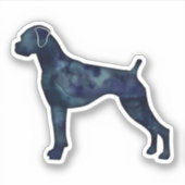Sticker Boxer Chien Oreilles naturelles Noir Aquarelle Sil (Devant)