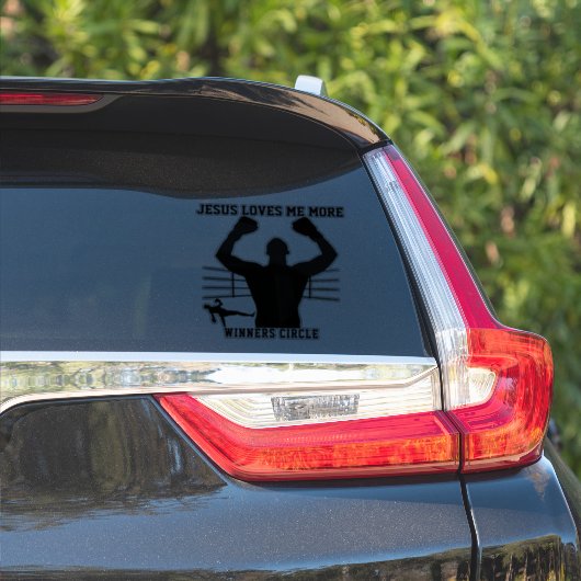 Sticker BOXER FIGHTER JÉSUS M'AIME DAVANTAGE - Winners Cir (Côté voiture)
