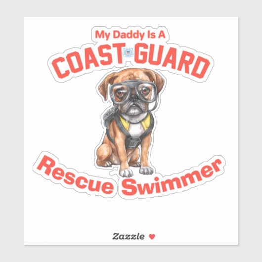 Sticker Boxer My Daddy Est Un Secourt USCG Swimmer (Feuille)