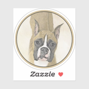 Sticker Boxer Painting - Joli Art Original de Chien