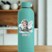 Sticker Boy Flying Airplane Clouds Fun Kids Personalized