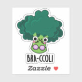 Sticker Bra-ccoli drôle Veggie Brocoli Bra Pun (Feuille)