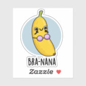 Sticker Bra-nana Funny Banana Bra Pun (Feuille)