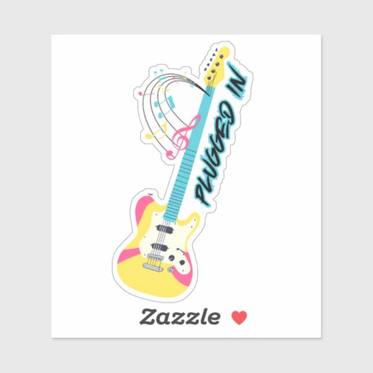 Sticker Branché Dans Guitare Électrique Étanche (Feuille)