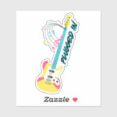 Sticker Branché Dans Guitare Électrique Étanche (Feuille)