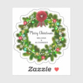 Sticker Branche de couronne Holly Joyeux scellés enveloppe (Feuille)