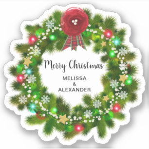 Sticker Branche de couronne Holly Joyeux scellés enveloppe