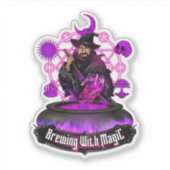 Sticker Brassage Avec Magic Brew Wizard Avec Logo Texte (Devant)