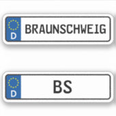 Sticker Braunschweig kennzeichen, Plaque allemande d'immat (Devant)