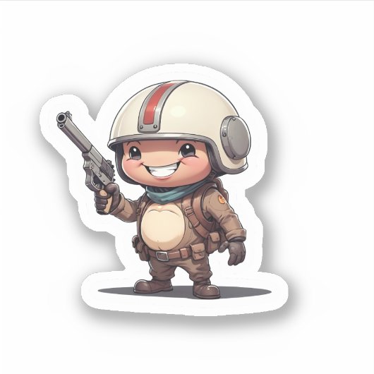 Sticker brave petit soldat mignon (Devant)
