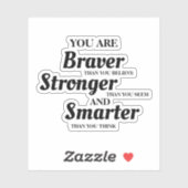Sticker Braver texte inspiré plus intelligent (Feuille)