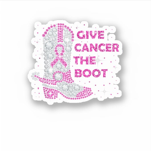 Sticker Breast Cancer Awareness Give Cancer The Boot Pink  (Devant)