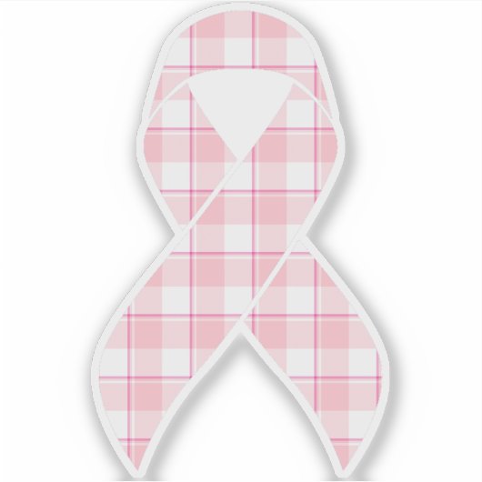 Sticker Breast Cancer Awareness Plaid Ribbon Pink (Devant)
