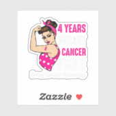 Sticker Breast Cancerversary 4 Year Riveter Ribbon Breast (Feuille)