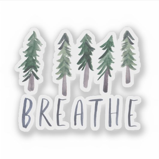 Sticker BREATHE Pine Trees Forêt Aquarelle Manufacture (Devant)
