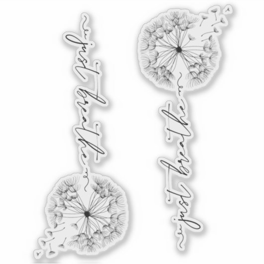 Sticker Breathe Quote avec Dandelion dans le script vent (Devant)