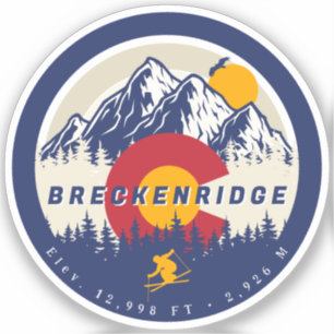 Sticker Breckenridge Colorado Drapeau Montagne Ski Souveni