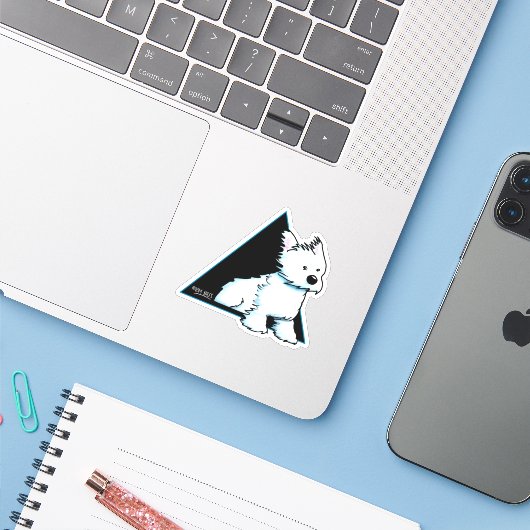 Sticker Breezy WESTIE (Ordinateur portable avec iPhone)