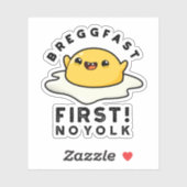 Sticker Breggfast First No Yolk Funny Egg Pun (Feuille)