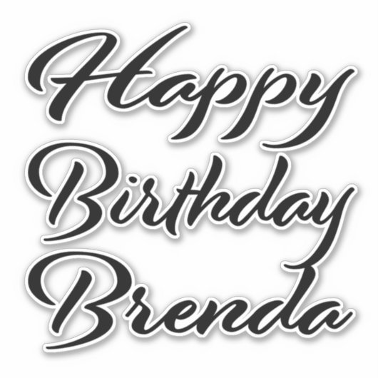 Sticker Brenda Nom Prénom Anniversaire de la Broderie noir (Devant)