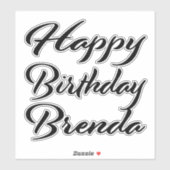 Sticker Brenda Nom Prénom Anniversaire de la Broderie noir (Feuille)