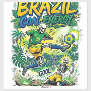 Sticker Brésil Énergie Squelette Buteur Nations Creati